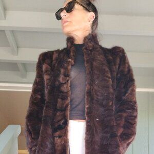 Mink and rabbit fur long coat